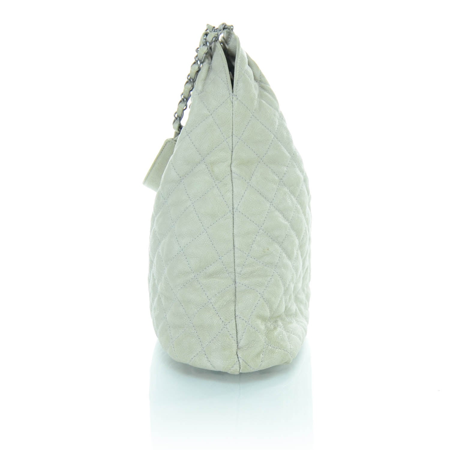 Chanel Caviar Quilted Large Elastic Tote Gray 7 of 10