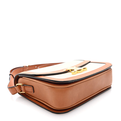 Celine Textile Natural Calfskin Teen Triomphe White Tan 4 of 9