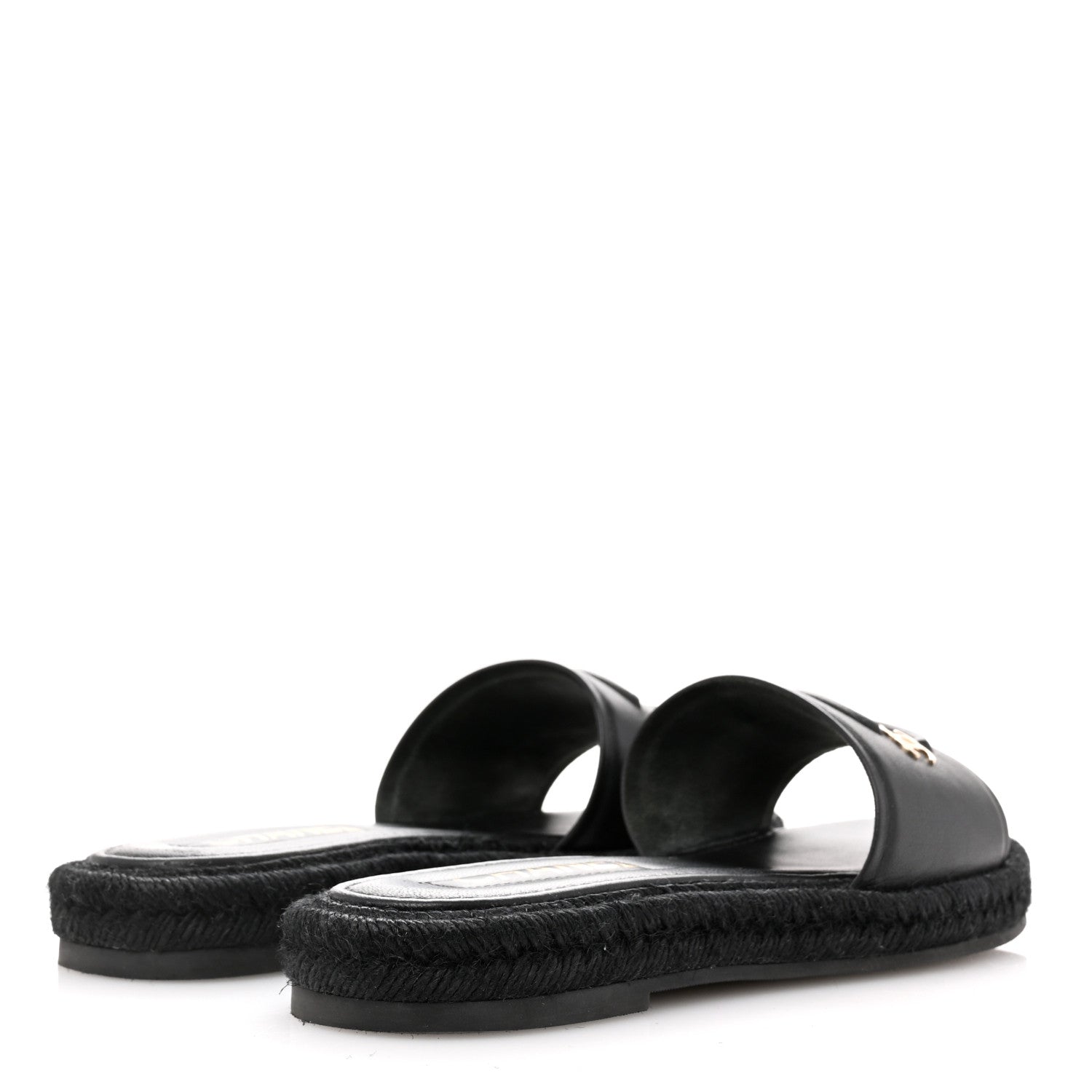 Chanel Lambskin Espadrille Mule Sandals 38 Black 5 of 10