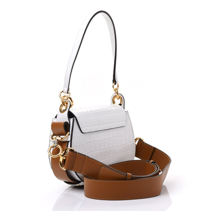 Chloe Calfskin Crocodile Embossed Small Tess Bag Brilliant White 2 of 10