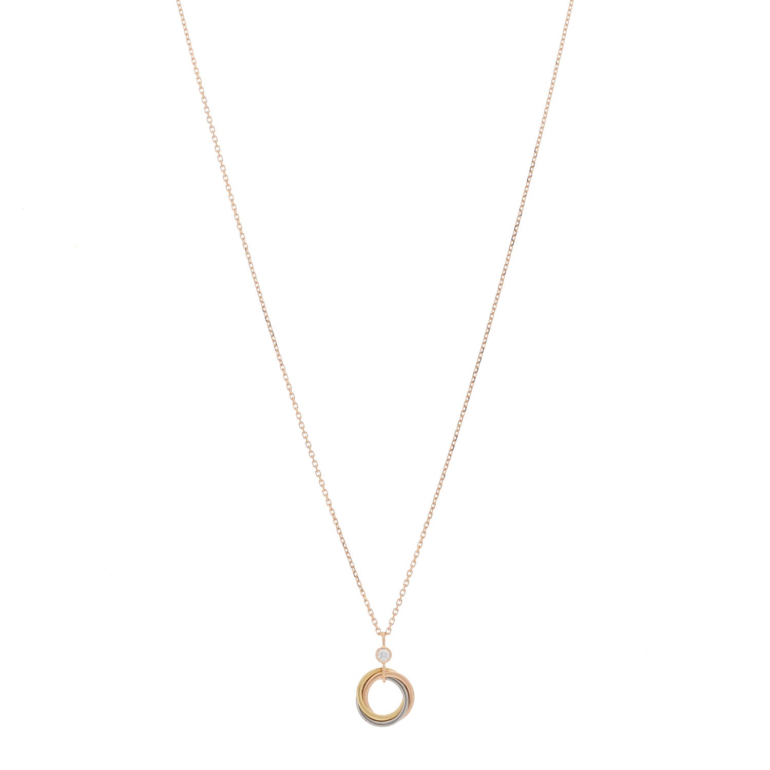 Cartier 18K Pink Yellow White Gold Diamond Trinity Pendant Necklace 1 of 5