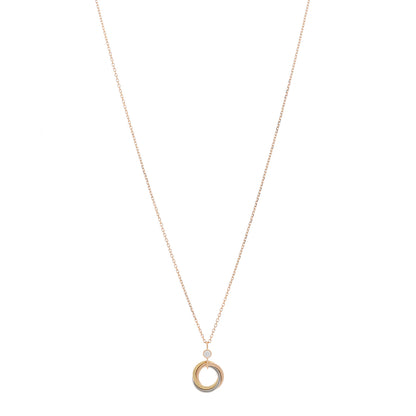Cartier 18K Pink Yellow White Gold Diamond Trinity Pendant Necklace 1 of 5