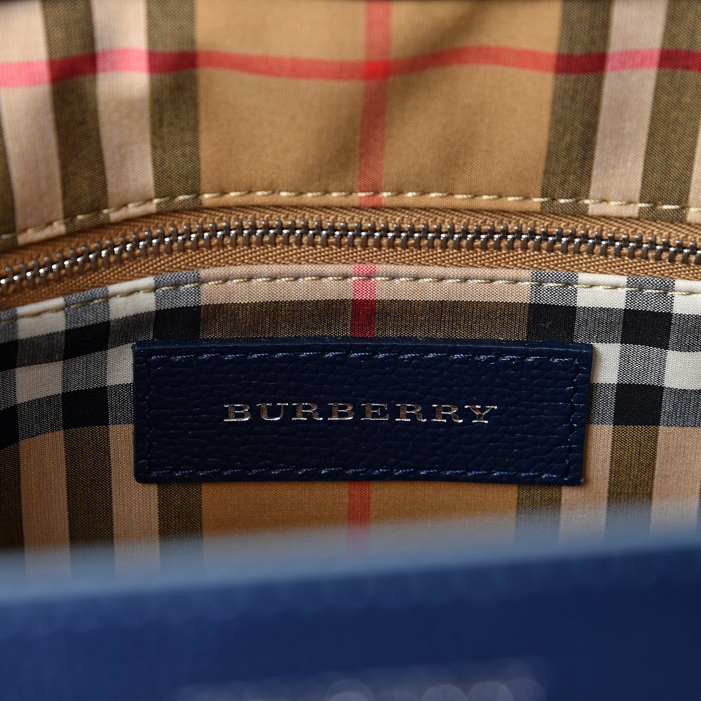 Derby Calfskin Vintage Check Medium Banner Tote Regency Blue