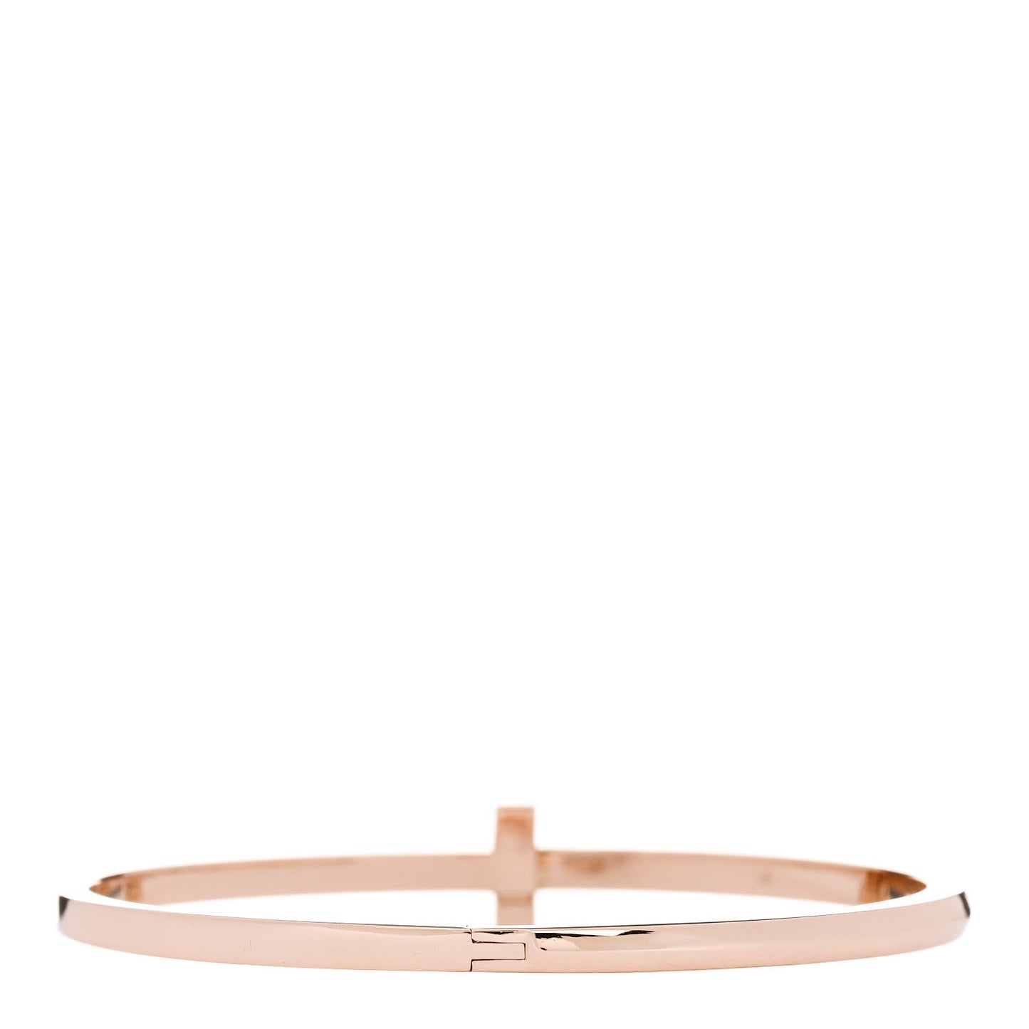 18K Rose Gold Narrow T T1 Hinged Bangle Bracelet