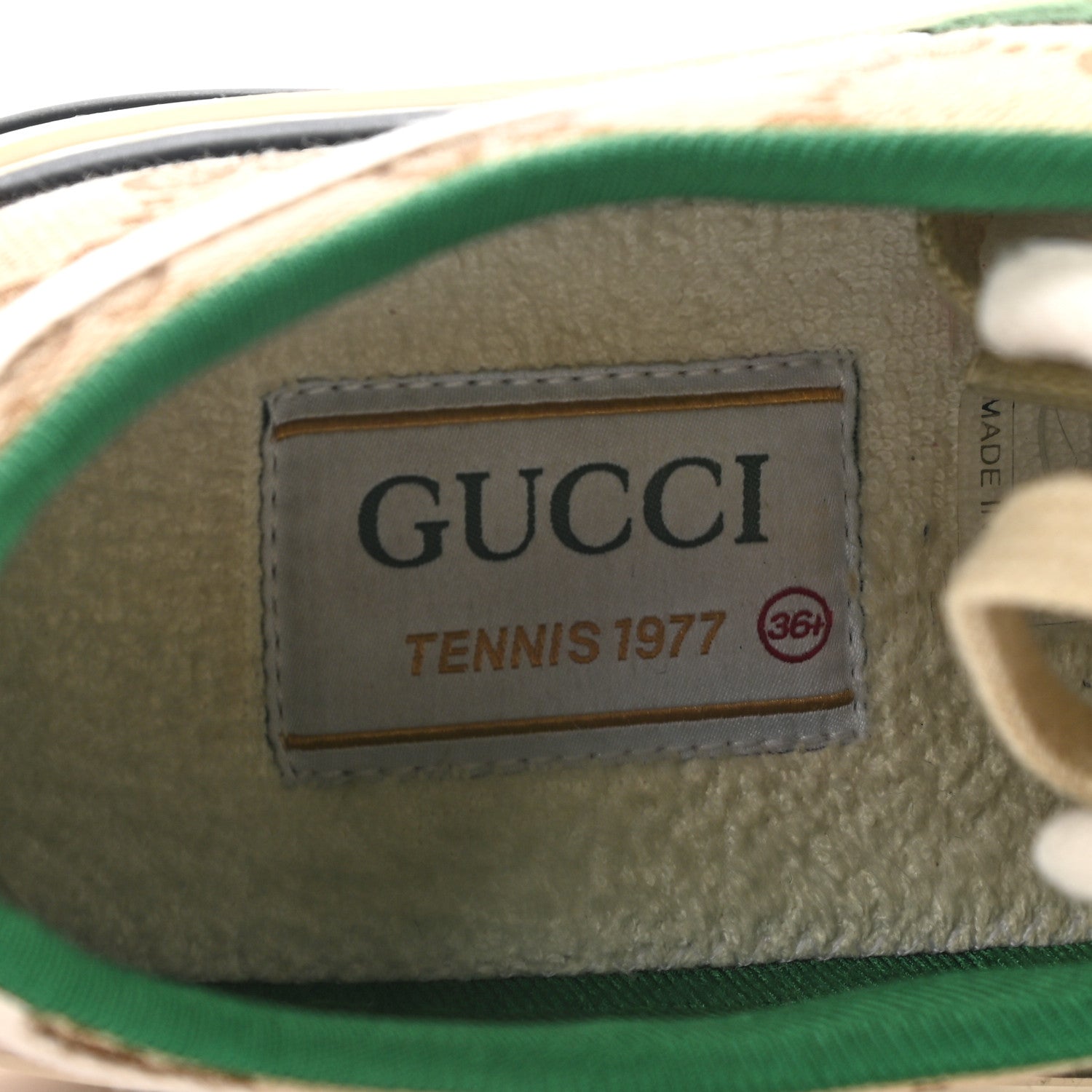 Gucci GG Monogram Web Womens 1977 Tennis Sneakers 36 Beige Ebony Mystic White 7 of 7