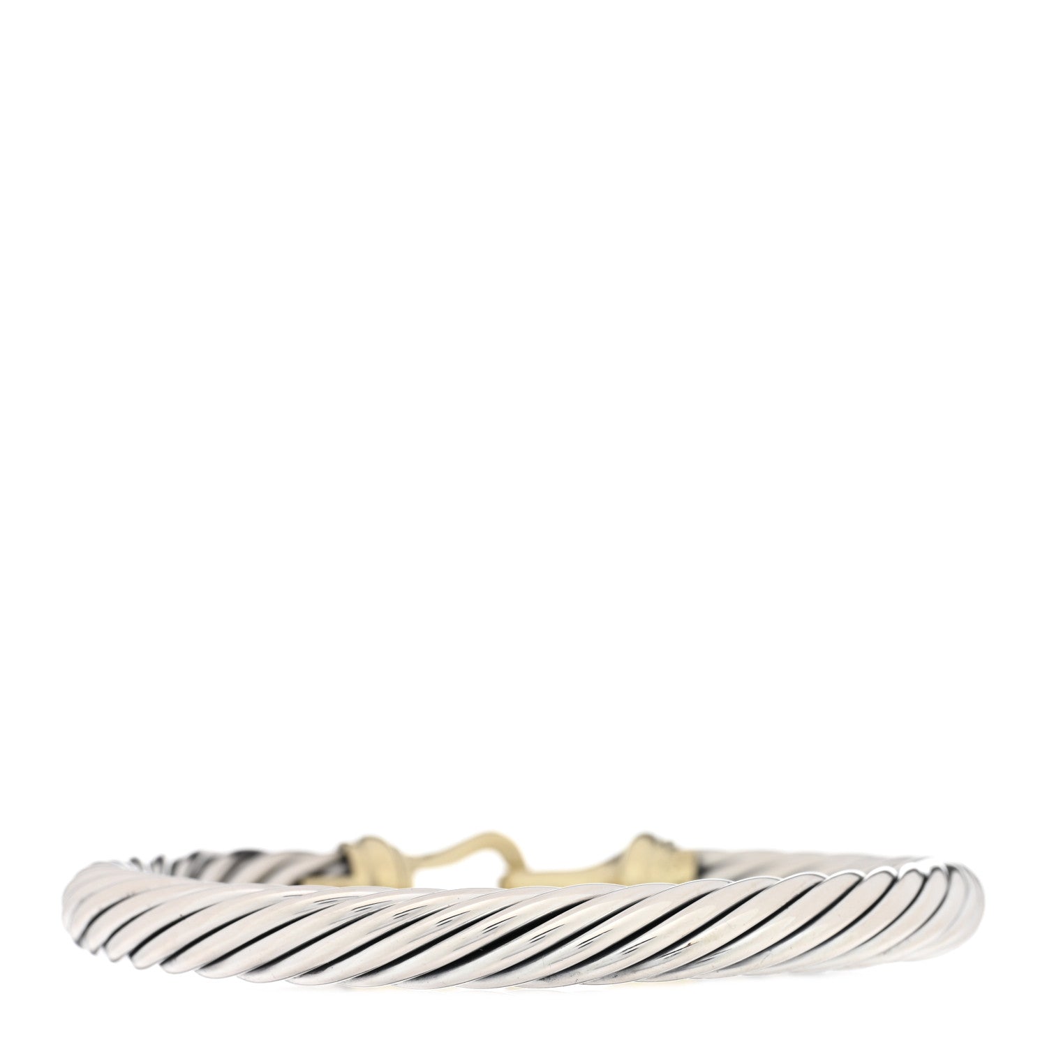 David Yurman Sterling Silver 14K Yellow Gold 7mm Cable Classic Buckle Bracelet 2 of 3