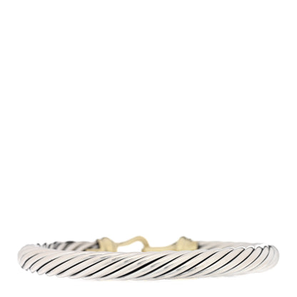 David Yurman Sterling Silver 14K Yellow Gold 7mm Cable Classic Buckle Bracelet 2 of 3