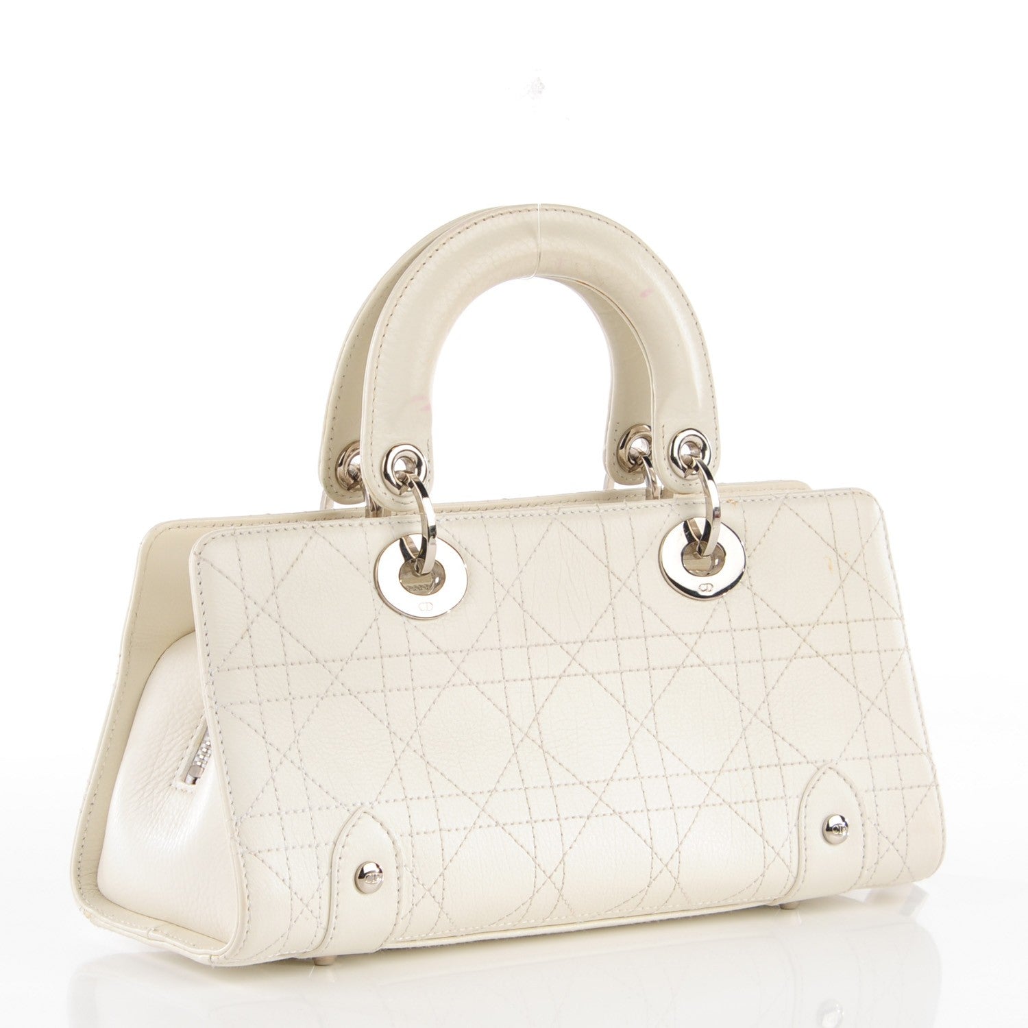 Christian Dior Calfskin Cannage Stitched Small Lady East West Lady Dior White 3 of 8