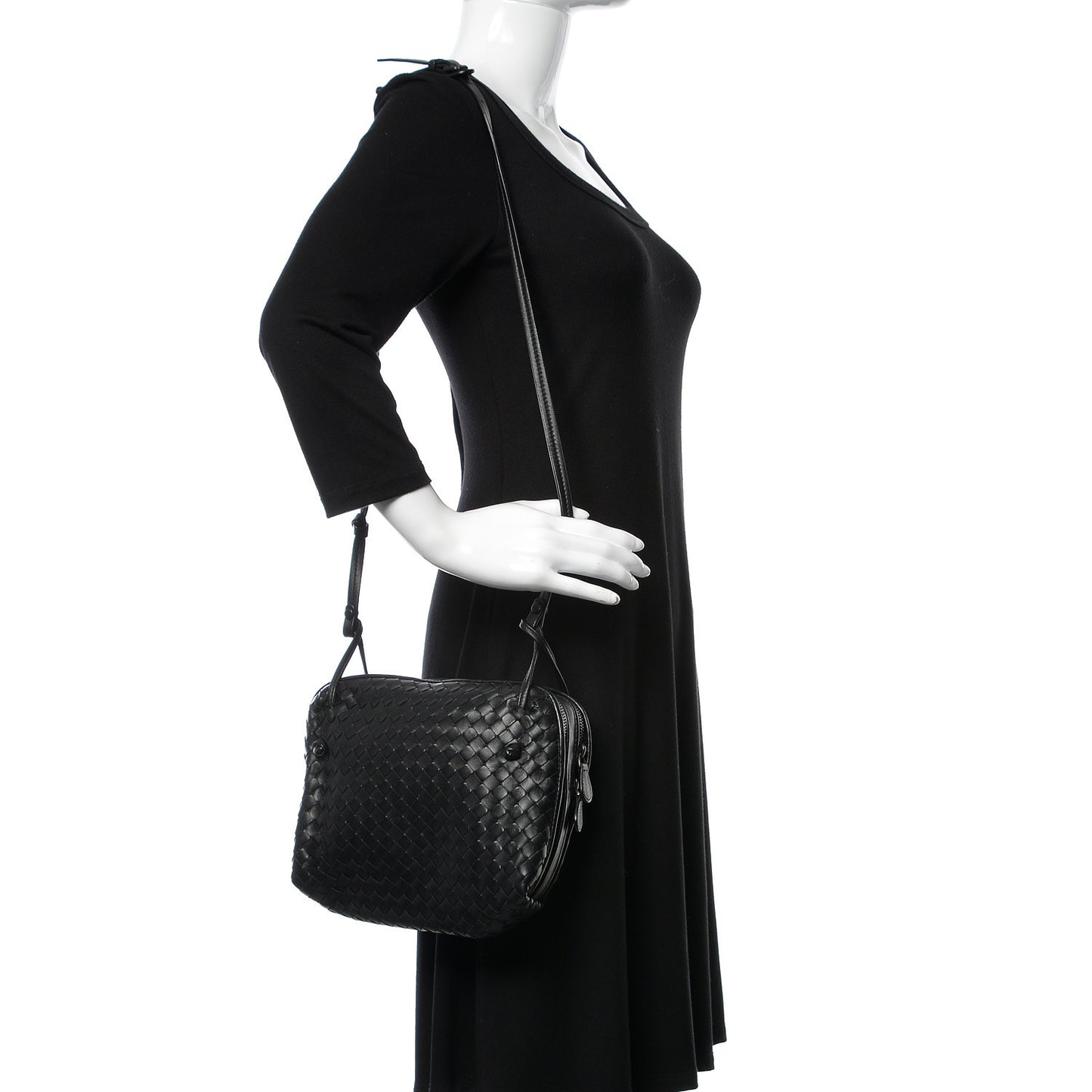Nappa Intrecciato Pillow Crossbody Messenger Black