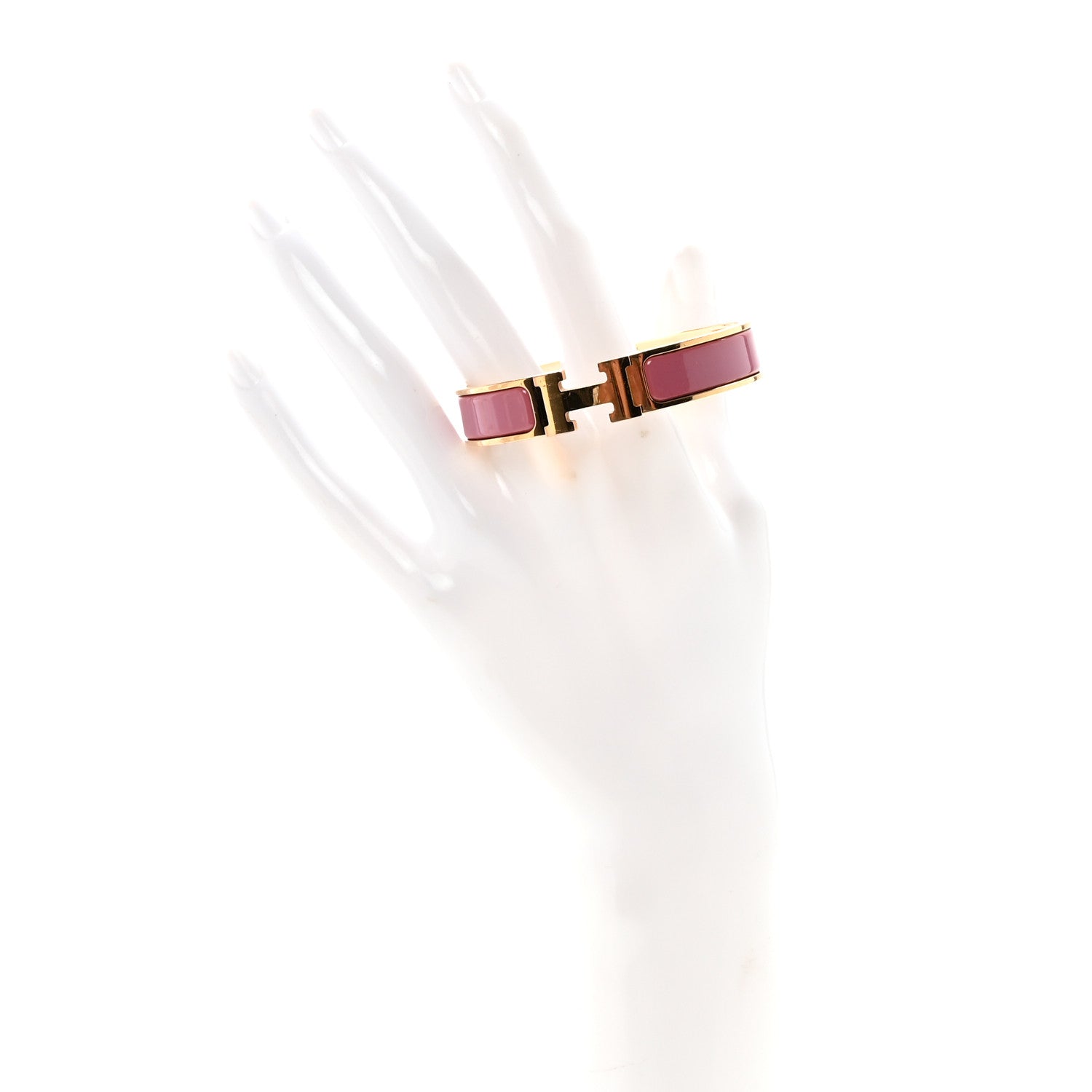 Hermes Enamel Narrow Clic Clac H Bracelet PM Rose Patch 2 of 5