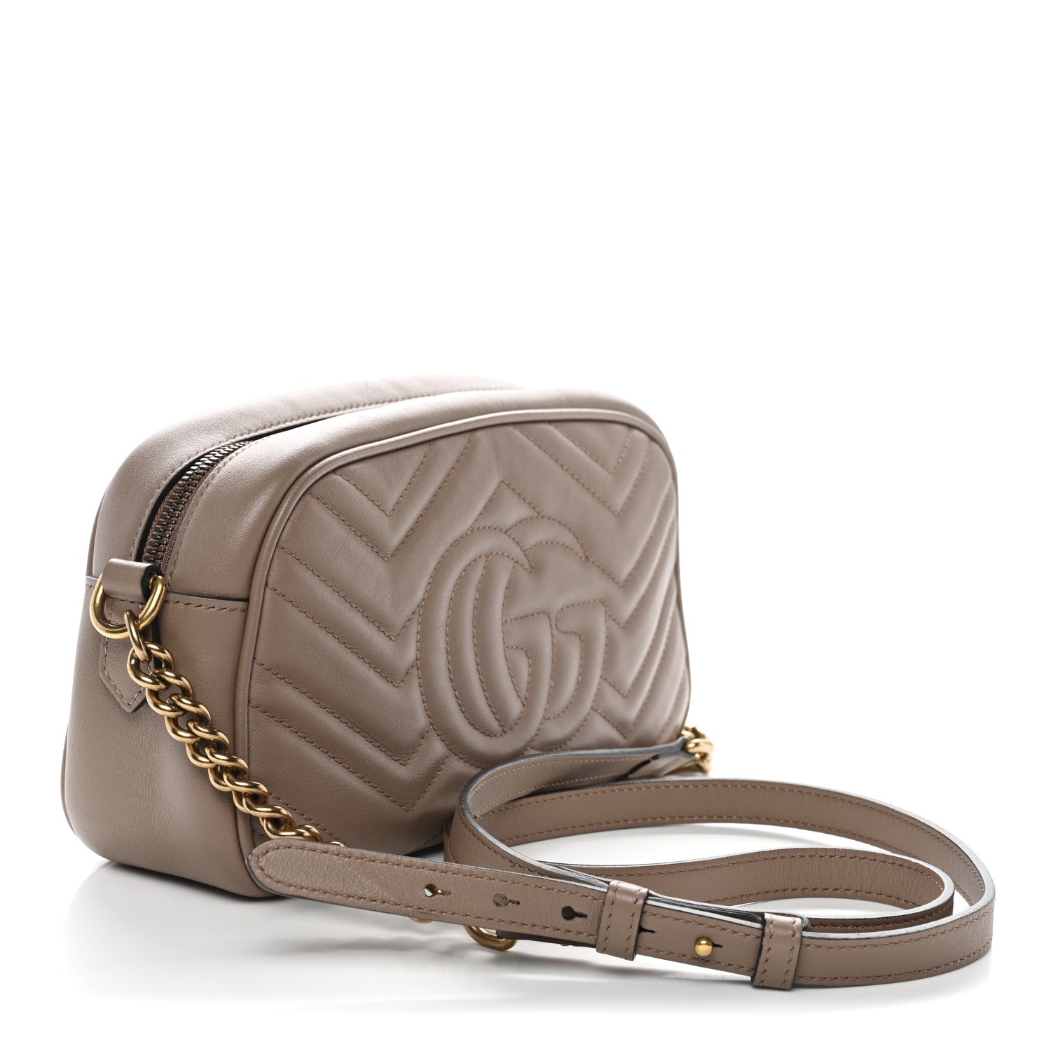 Gucci Calfskin Matelasse Small GG Marmont Chain Shoulder Bag Porcelain Rose 2 of 11