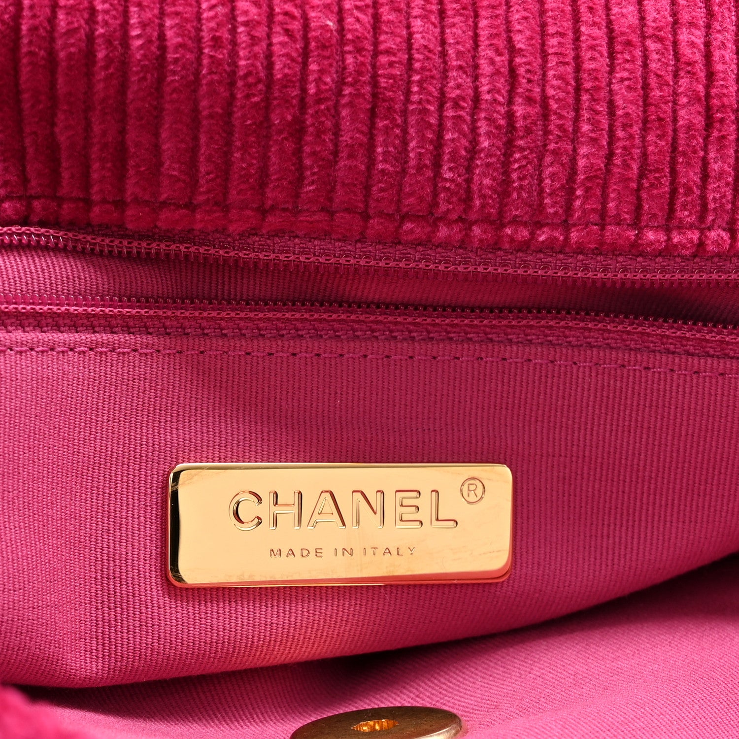 Chanel Corduroy Quilted Medium Chanel 19 Flap Fuchsia 5 of 10