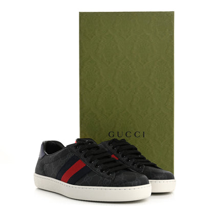 Gucci GG Supreme Monogram Ayers Web Mens New Ace Sneakers  5 Black 11 of 11