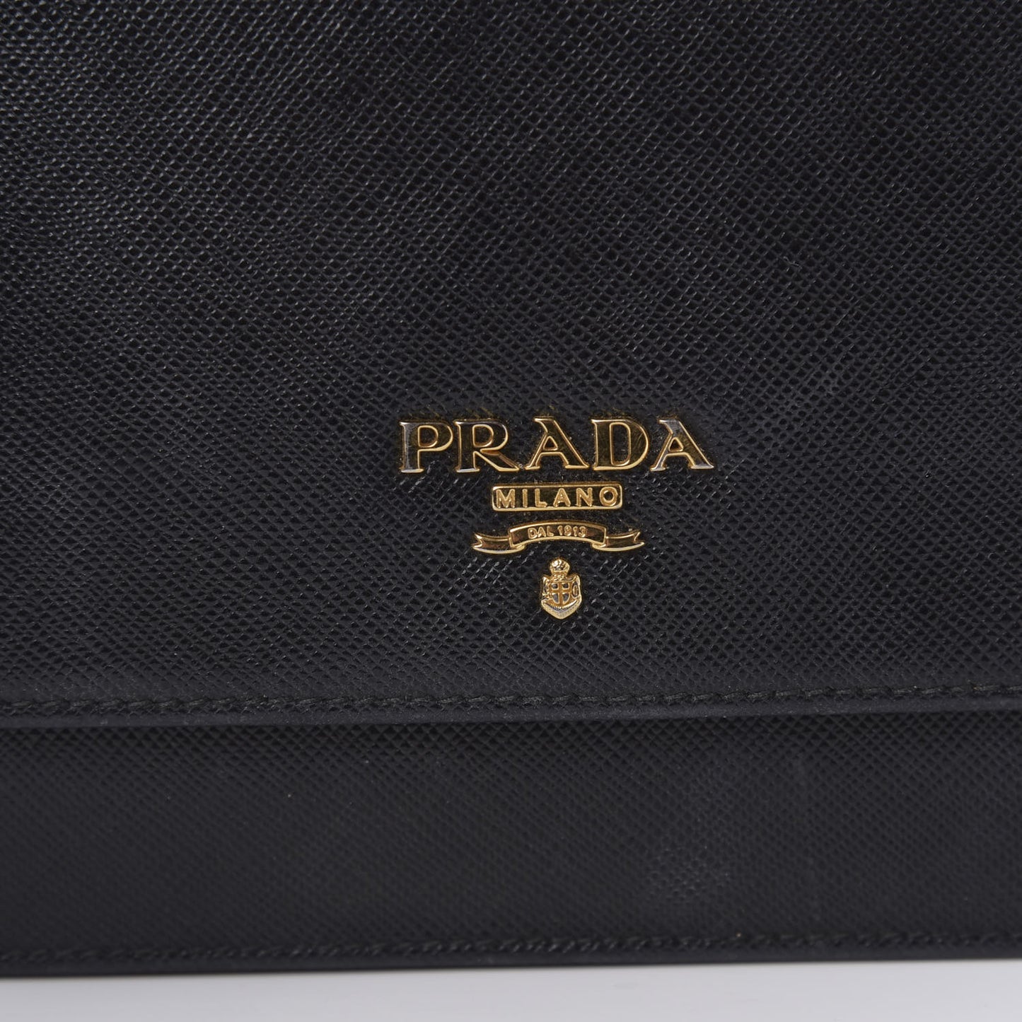 Saffiano Metal Flap Wallet With Strap Black