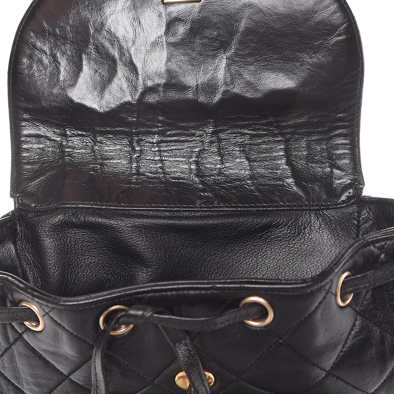 Chanel Lambskin Quilted Drawstring Backpack Black 6 of 11