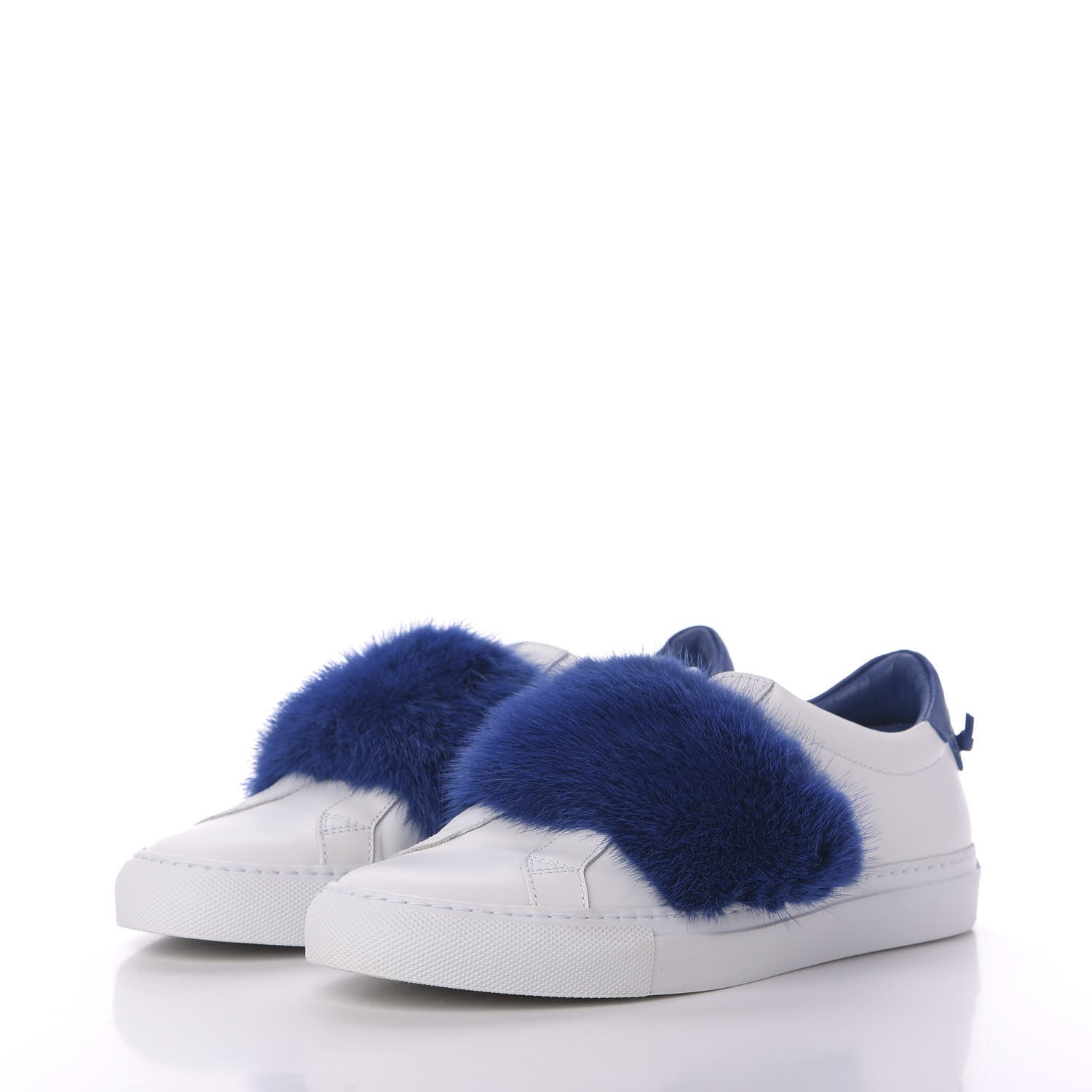 Givenchy Calfskin Mink Fur Womens Urban Street Sneakers 38.5 White Electric Blue 3 of 8