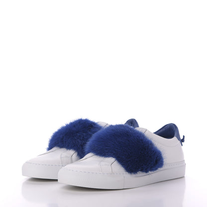 Givenchy Calfskin Mink Fur Womens Urban Street Sneakers 38.5 White Electric Blue 3 of 8