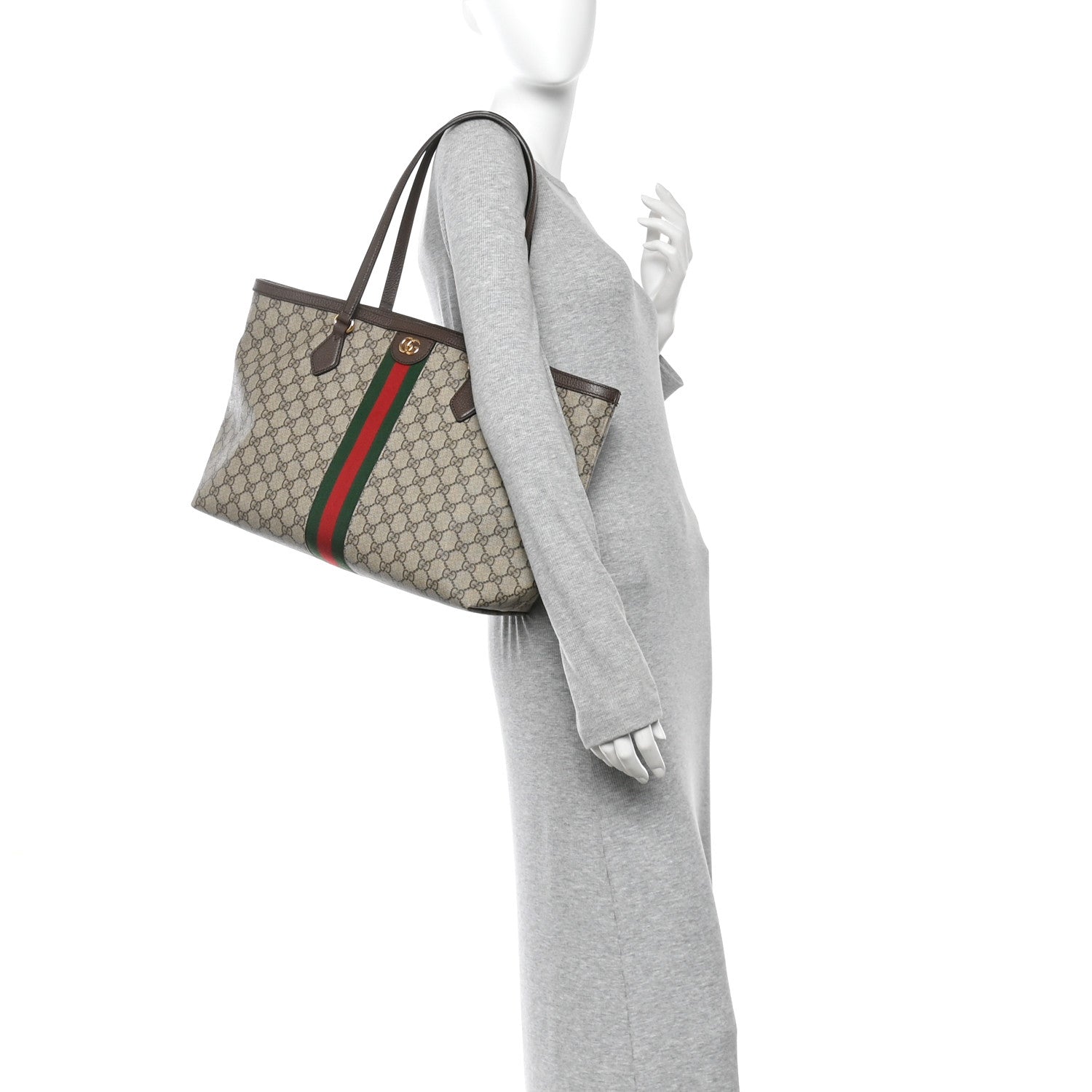 Gucci GG Supreme Monogram Medium Ophidia Shopping Tote Brown