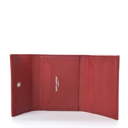 Saint Laurent Calfskin Monogram Compact Wallet Rouge Eros 5 of 7