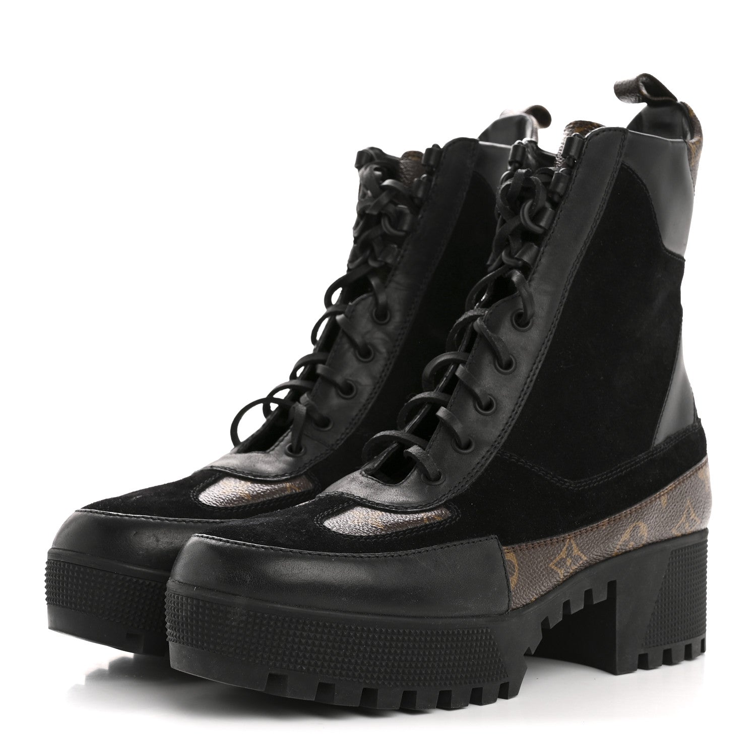 Louis Vuitton Suede Calfskin Monogram Laureate Platform Desert Boots 41 Black 4 of 10