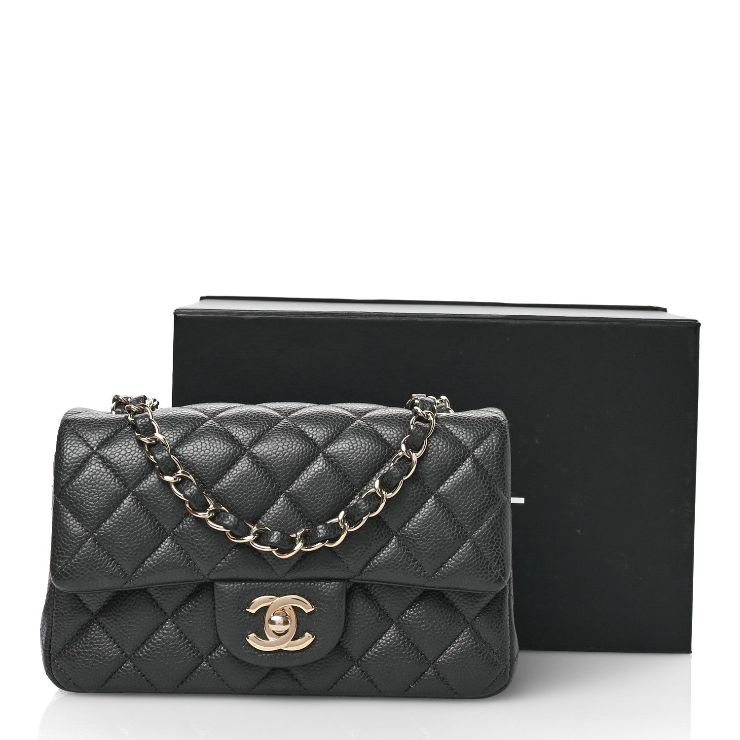 Chanel Metallic Caviar Quilted Mini Rectangular Flap Dark Grey 11 of 11