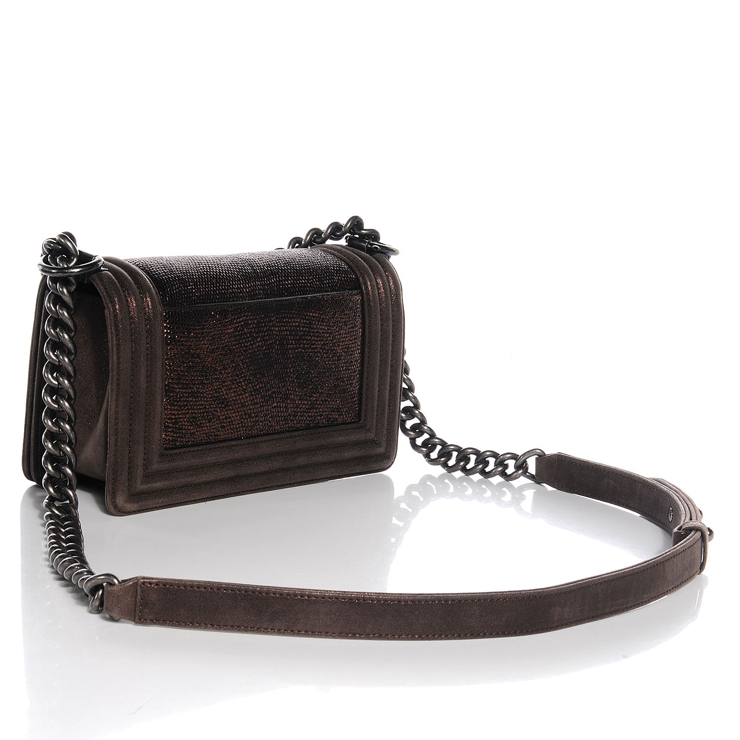 Chanel Metallic Lizard Small Boy Flap Bronze 3 of 9