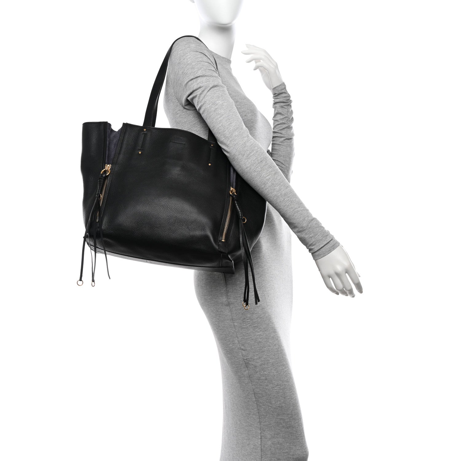 Chloe Smooth Calfskin Medium Milo Shopping Tote Black 2 of 13