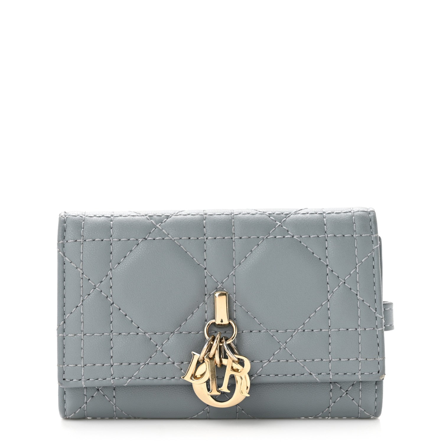 Christian Dior Lambskin Cannage Miss Dior 4 Key Holder Wallet Cloud Blue 1 of 7