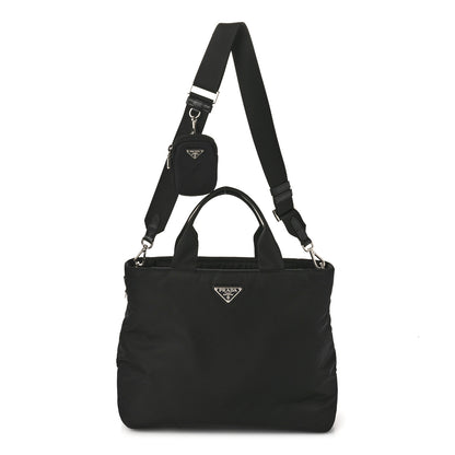 Prada Re-Nylon Nappa Triangle Medium Double Handled Tote Black 1 of 11
