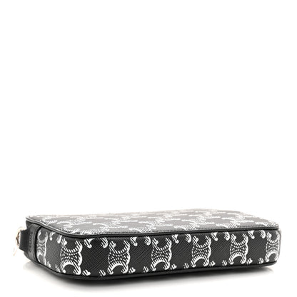 Celine Triomphe Canvas Horizontal Pouch Silver Black 7 of 23