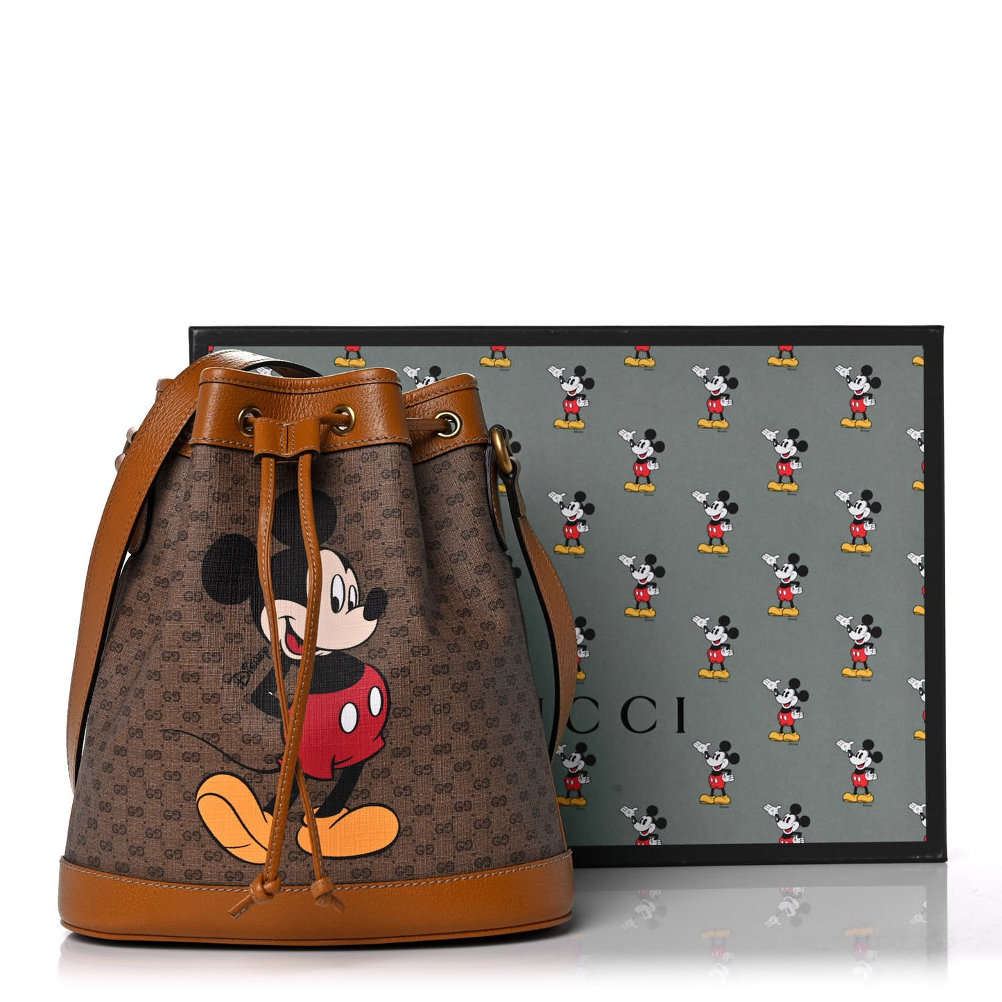 X DISNEY Mini Vintage GG Supreme Monogram Bucket Bag Beige Vintage Sun Oil
