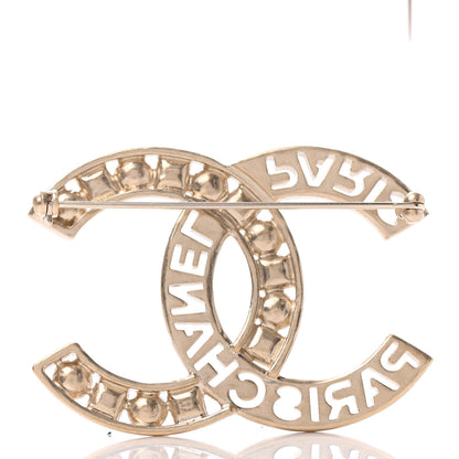 Chanel Crystal Pearl Glass CC Logo Brooch Gold Pink Orange 2 of 3