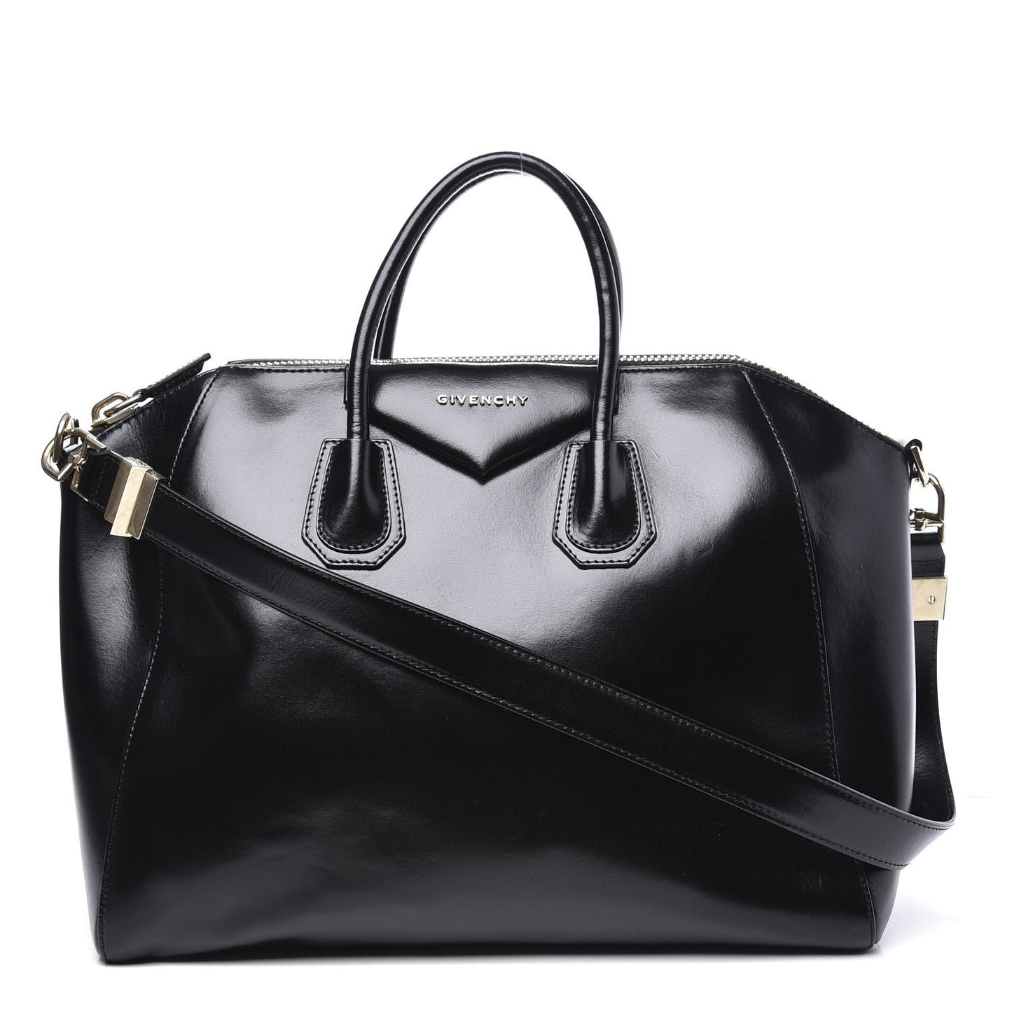Shiny Lord Calfskin Large Antigona Black