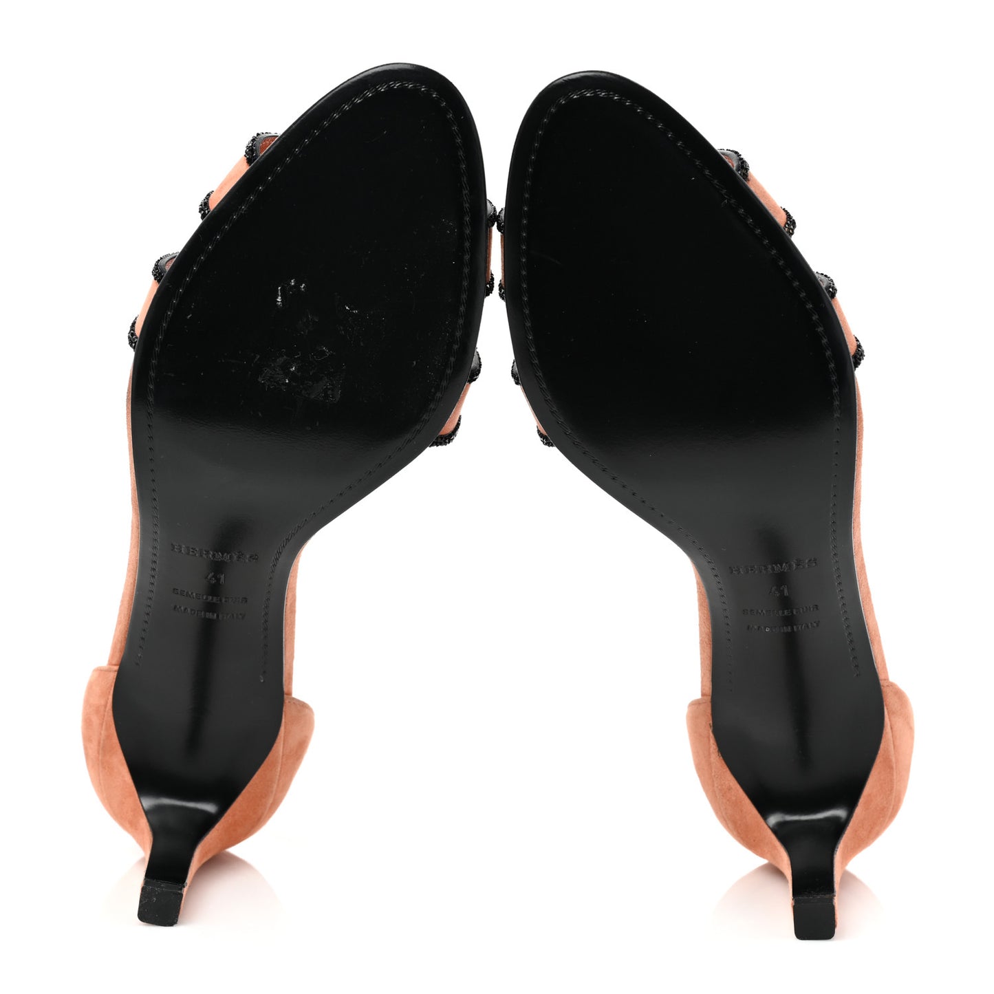 Suede Goatskin Crystal Premiere 70 Sandals 41 Rose Bubinga Black