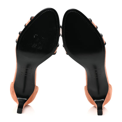 Hermes Suede Goatskin Crystal Premiere 70 Sandals 41 Rose Bubinga Black 5 of 10