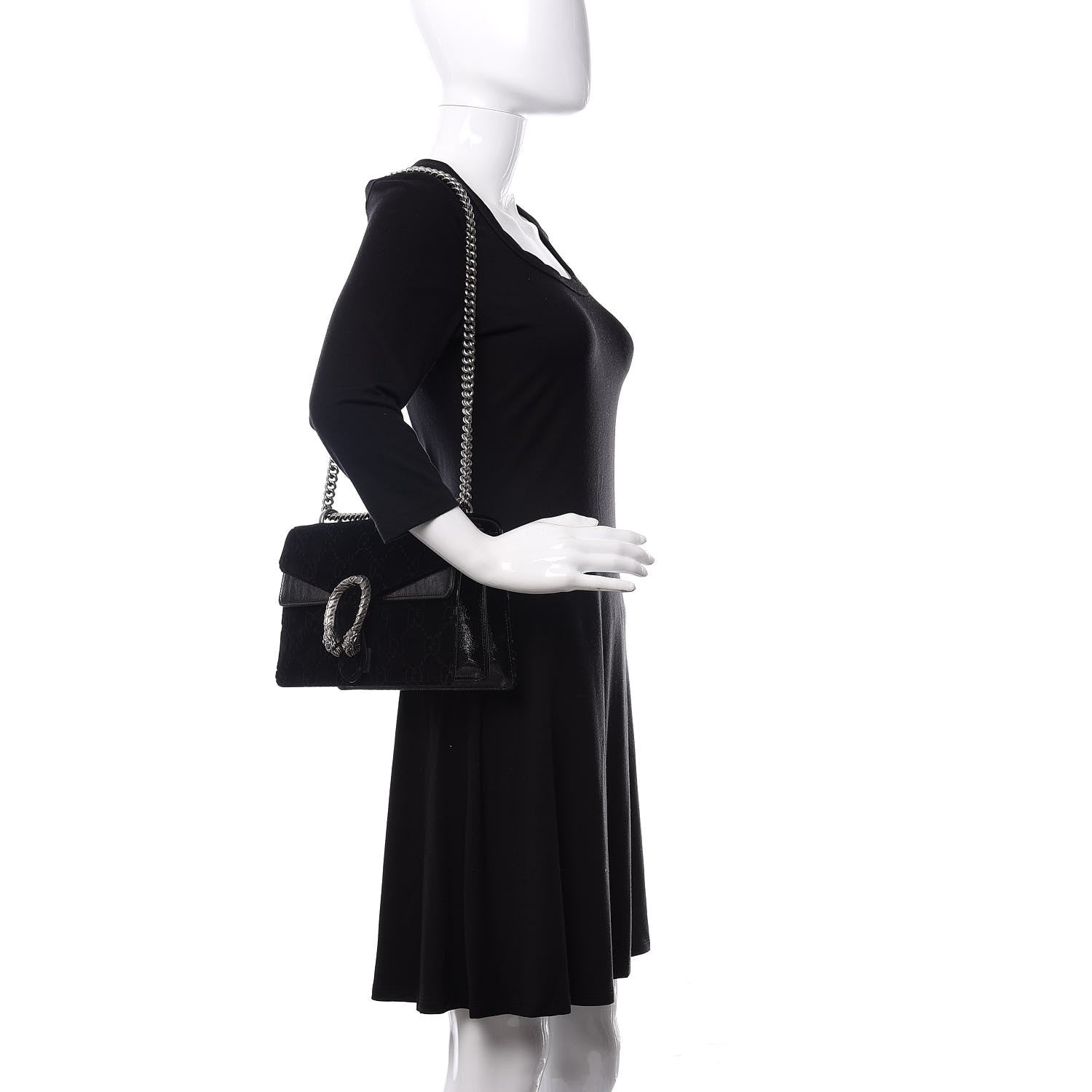 Gucci Velvet GG Monogram Small Dionysus Shoulder Bag Black 2 of 11