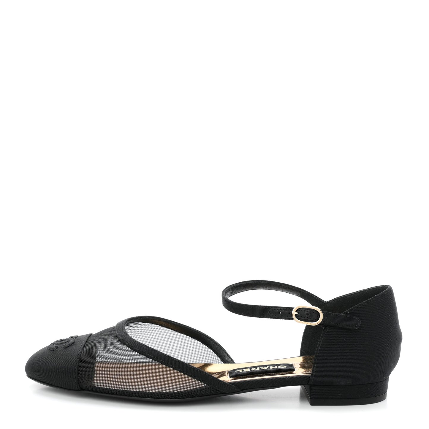 Mesh Grosgrain Cap Toe CC Flats 38.5 Black