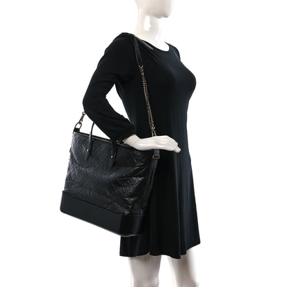 Chanel Aged Calfskin Quilted Large Gabrielle Shopping Tote Black 2 of 9