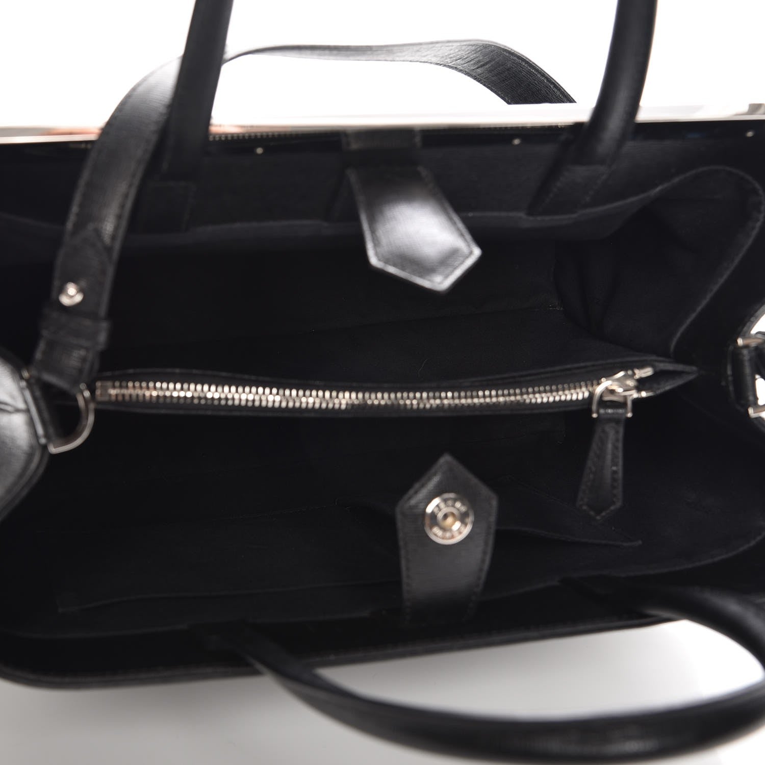 Fendi Vitello Elite Studded Monster Medium 2Jours Tote Black 6 of 8