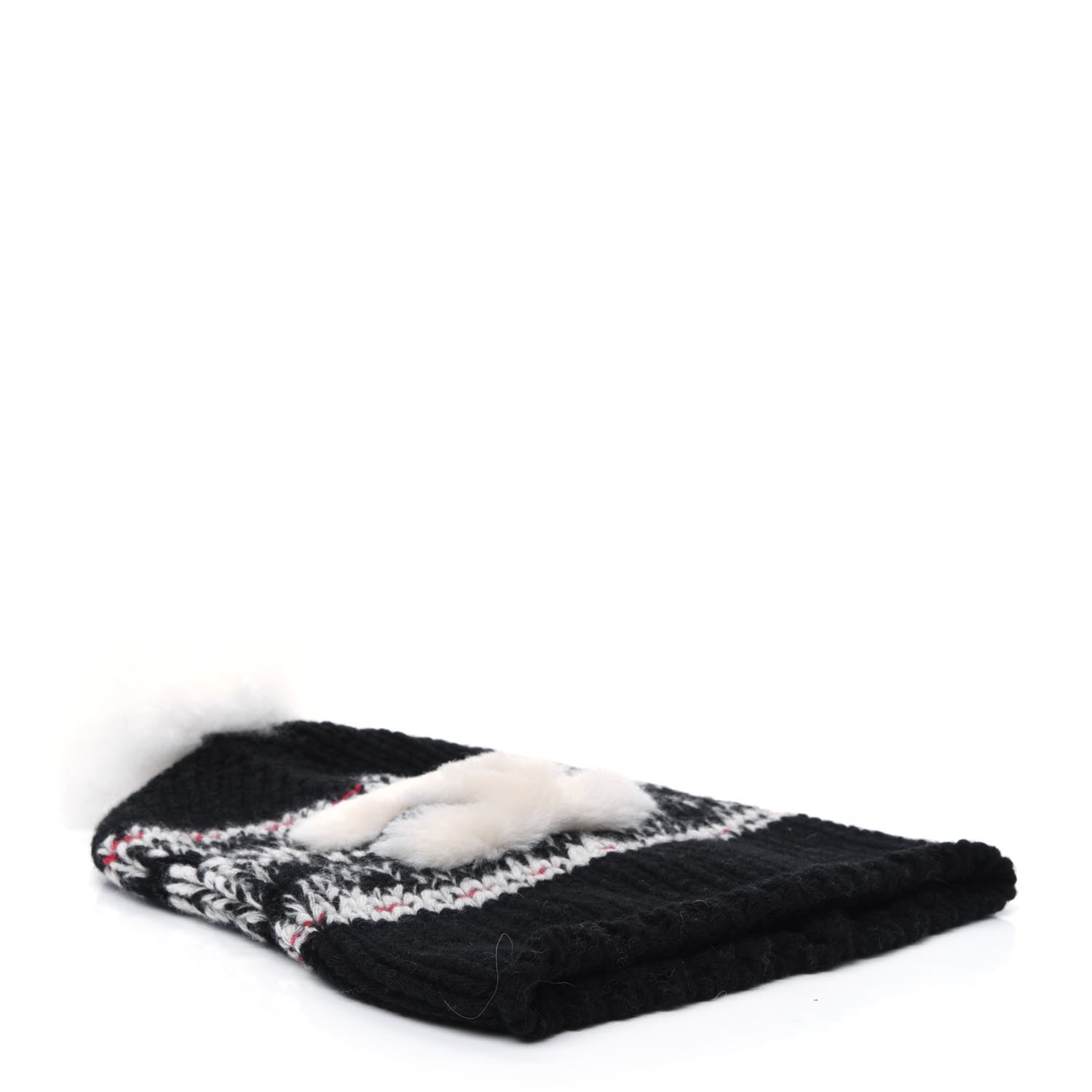Chanel Wool Shearling Sheepskin CC Beanie Hat Black Multicolor 3 of 6