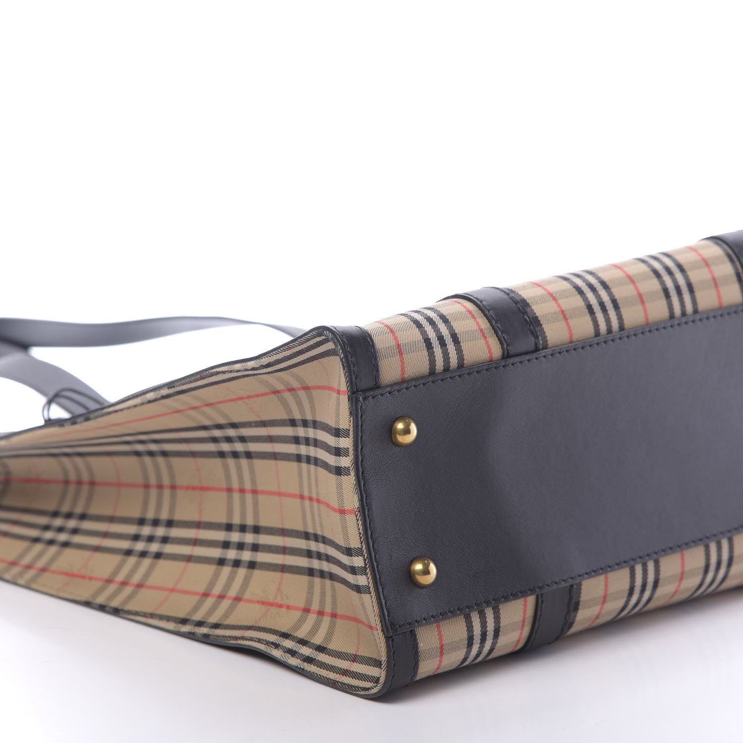 Burberry Calfskin 1983 Knight Check Link Medium Zip Tote Black 6 of 10