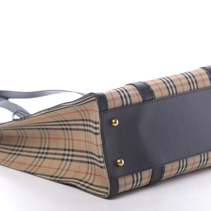 Burberry Calfskin 1983 Knight Check Link Medium Zip Tote Black 6 of 10