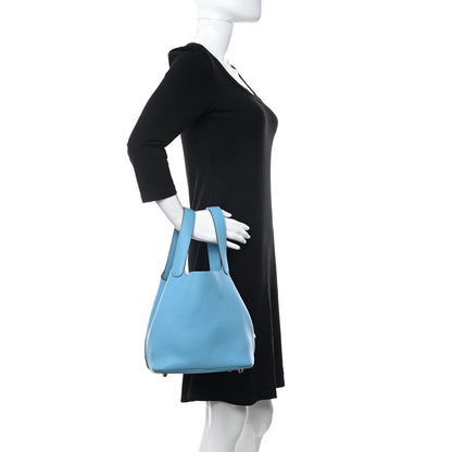 Hermes Taurillon Clemence Picotin Lock 22 MM Bleu Du Nord 2 of 11