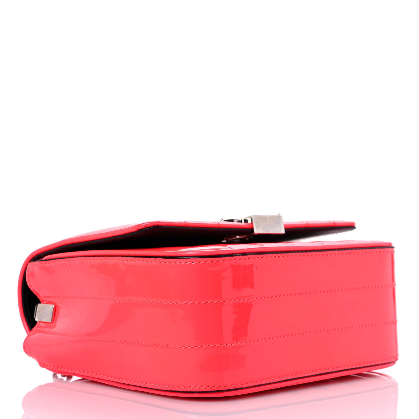 Patent Calfskin Matelasse Monogram Small Vicky Chain Bag Neon Pink