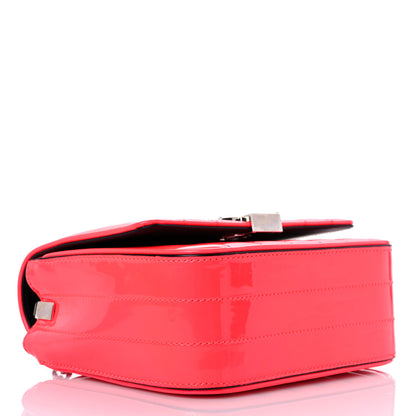 Saint Laurent Patent Calfskin Matelasse Monogram Small Vicky Chain Bag Neon Pink 4 of 14