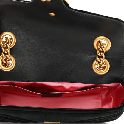 Gucci Velvet Matelasse Mini GG Marmont Shoulder Bag Black 5 of 10
