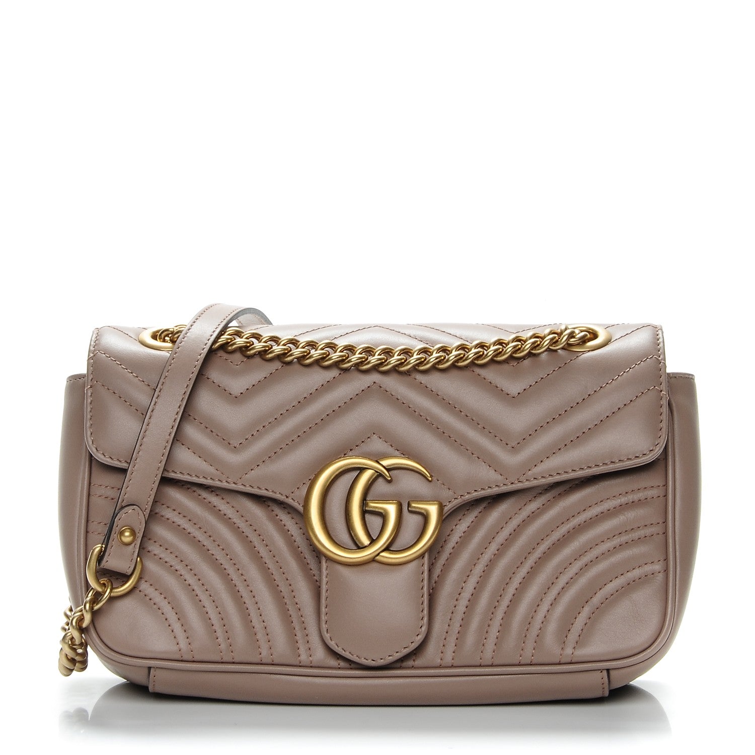 Gucci Calfskin Matelasse Small GG Marmont Shoulder Bag Porcelain Rose 1 of 7