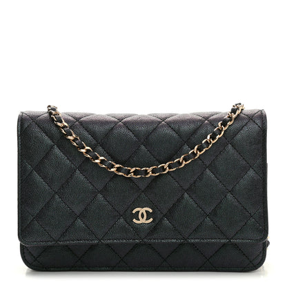 Chanel Iridescent Caviar Quilted Wallet On Chain WOC Black 1 of 11