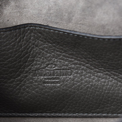 Valentino Garavani Pebbled Calfskin Medium Rockstud Flip Lock Crossbody Bag Graphite 5 of 9