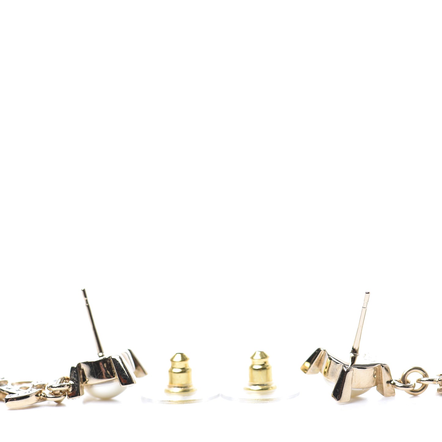 Crystal Pearl CC Drop Earrings Gold